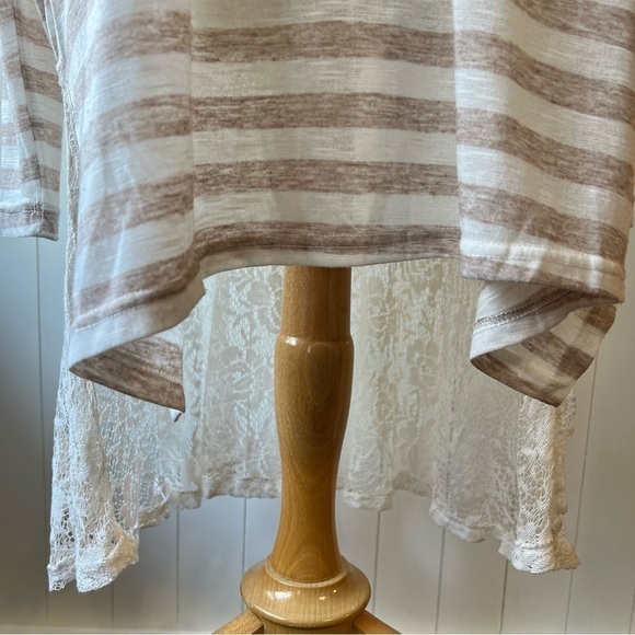 A’reve High-Low Boho Womens Striped Tunic & Lace Top, Size Medium - Picture 9 of 12
